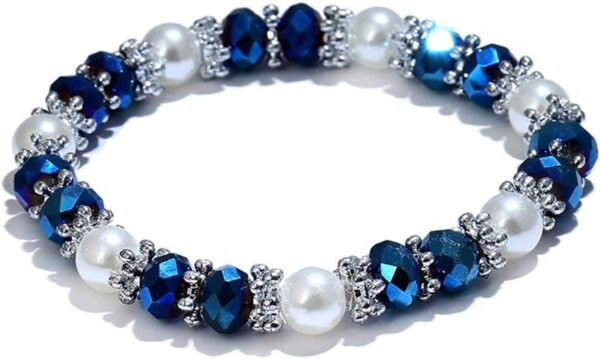 Stylish Bracelet Shiny Colorful Rhinestone Faux Pearl Bracelet - Image 2