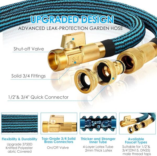 100FT Expandable Garden Hose, Flexible Water Hose with 10-Pattern Spray Nozzle - Image 4